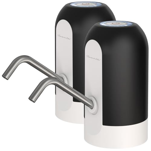 Rosenstein & Söhne Flaschen-Wasserpumpen: 2er-Set Akku-Wasserflaschen-Pumpen, für Gallonen-Flaschen, USB-C (Trinkwasserpumpe USB, Frischwasserpumpen, Trinkflasche) von Rosenstein & Söhne