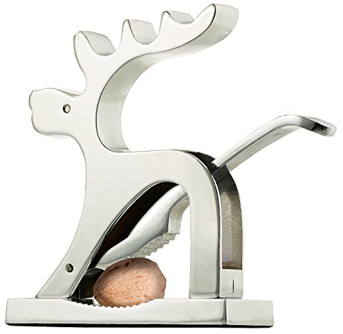Rosenstein & Söhne Design Nussknacker: Deko-Nussknacker "Elch" aus Vollmetall, glänzend verchromt (Walnüsse, Design Walnuss-Knacker, Mitbringsel) von Rosenstein & Söhne