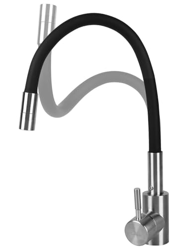 Rosenstein & Söhne Wasserhahn: Edelstahl-Küchenarmatur, flexibler Auslauf, 360° drehbar, Hochdruck (Hebel Wasserhahn, Armatur Küche, Schwanenhals) von Rosenstein & Söhne
