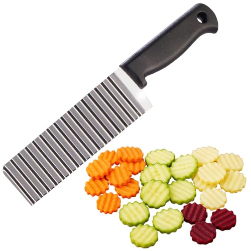 Rosenstein & Söhne Wellenschliffmesser: Wellenschneider aus Edelstahl für Kartoffeln und Gemüse (Wellenschneidemesser, Pommesmesser) von Rosenstein & Söhne