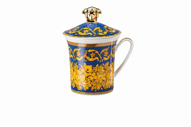 Rosenthal meets Versace Dekobecher Rosenthal Versace 30 Jahre - Becher mit Deckel 'Floralia Blue - 2000' von Rosenthal meets Versace