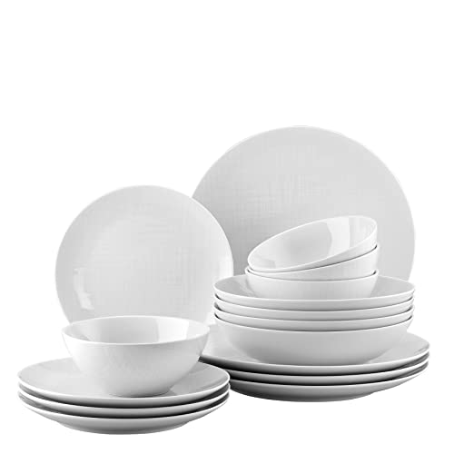 Rosenthal Mesh White Geschirrset – 16 teilig für 4 Personen, Kombiservice aus Porzellan, Modernes Geschirr Weiß von Rosenthal