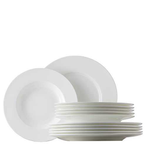 Rosenthal Jade White Tafelservice, Set 12-tlg., Bone China, Weiß, Speiseteller Ø 27, cm und Suppenteller Ø 23,4 cm, Spülmaschinenfest, Mikrowellengeeignet, Set für 6 Personen Rosenthal Jade White Tafelservice, Set 12-tlg., Bone China, Weiß, Speiseteller Ø 27, cm und Suppenteller Ø 23,4 cm, Spülmaschinenfest, Mikrowellengeeignet, Set für 6 Personen von Rosenthal