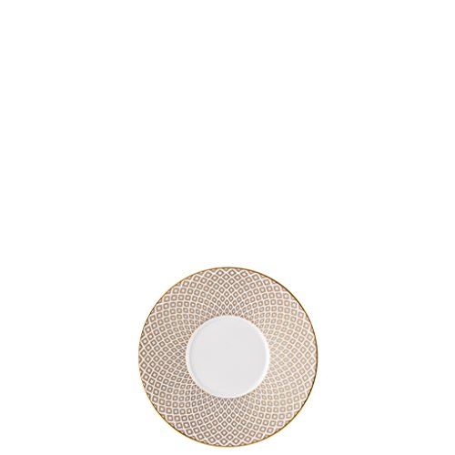 Rosenthal Francis Carreau Beige Kaffee Untertasse - Rund - Durchmesser 13,8 cm - Höhe 2,0 cm, mit Fahne, Porzellan, creme gold von Rosenthal