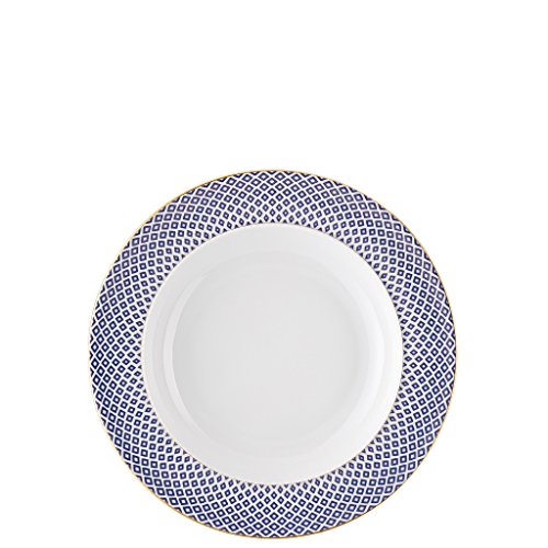 Rosenthal Francis Carreau Bleu Suppenteller - Rund - Durchmesser 22,5 cm - Höhe 3,4 cm - 0,300 l, mit Fahne, Porzellan, blau gold von Rosenthal