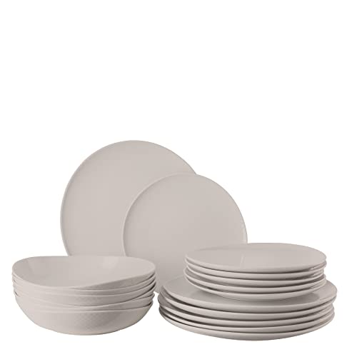 Rosenthal Junto Soft Shell, grau, Set 18-tlg., Teller flach und Teller tief, spülmaschinen- & mikrowellenfest von Rosenthal