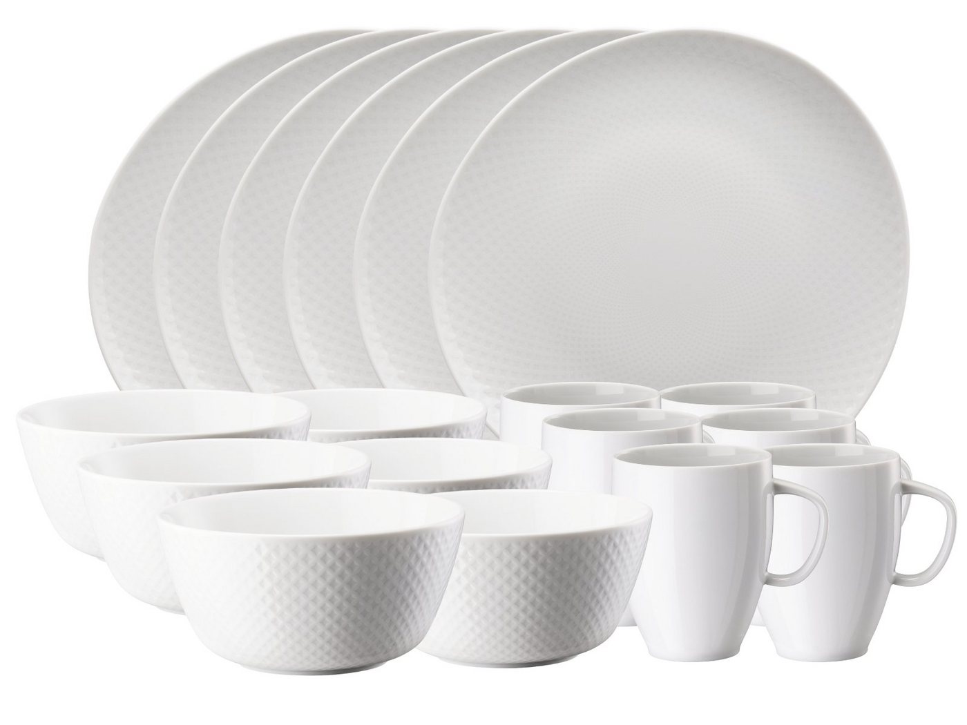 Rosenthal Tafelservice Junto Weiss Frühstücksset 18tlg, Porzellan von Rosenthal