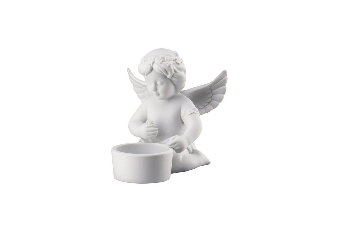 Rosenthal Teelichthalter Engel Tischlicht Weiß matt Engel mit Blumenkranz (1 St), aus Porzellan von Rosenthal