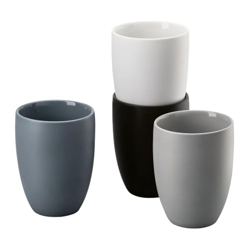 Rosenthal the mug+ Mixed Set 4 Becher ohne Henkel - Porzellanbecher doppelwandig, hält Heißes länger warm und kalte Getränke länger kühl, 0,3 l, elegant und minimalistisches Design von Rosenthal