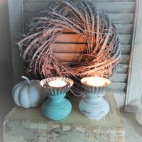 Shabby Chic Bezaubernder Kleinerteelichthalter Kerzenhalter 2 Farben Haus Und Garten Cottage Farmhouse von Rosenundmehr