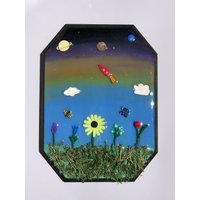 Abstand Holztafel Mit Ton Naturszene in Einer Harzschicht Echtem Moos Überzogen | Leerzeichen Blumen Wanddekoration Resin Kunst Planeten von RoseofVenusCo