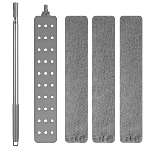 Dehnbarer Staubwedel Duster mit Edelstahl Teleskopstange,Flexibler Staubwischer mit 3Austauschbaren Tüchern Und 1Haken Abwaschbare Mikrofaser Reinigungsbürste für Sofa-Bett-Möbel untere von RosewineC