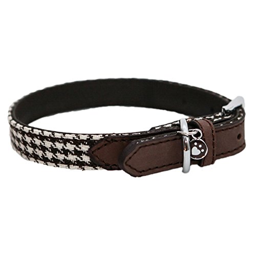 Rosewood 03435 Rosewood Wag 'n' Walk modisches Designer - Hundehalsband für einen Halsumfang von 30,5-40,5 cm, Hahnentrittmuster braun von Rosewood