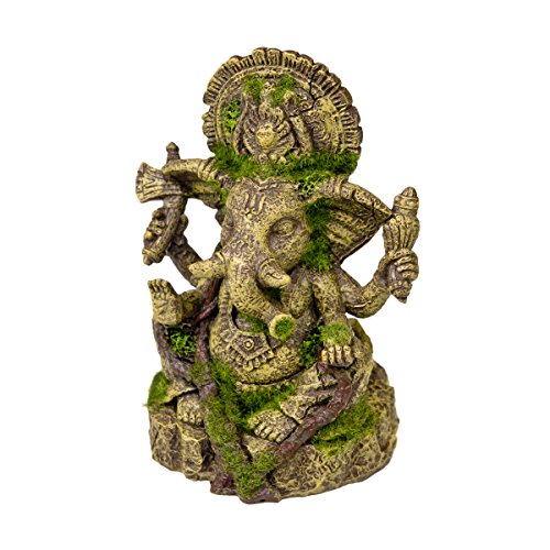 Rosewood 91694 Moosbedecktes Aquaristik-Ornament Ganesh-Statue aus Harz von Blue Ribbon