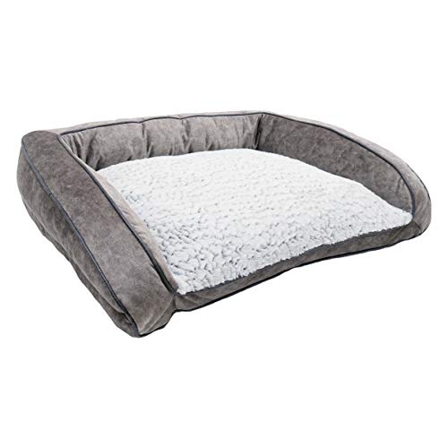 Rosewood Großes Hundebett für große Hunde, maschinenwaschbar, super weiches Fleece gefüttert, Kunstwildleder, Grau, 84 x 66 x 20 cm von Rosewood