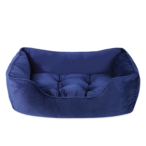 Rosewood Hundebett, Samt, quadratisch, Größe M, Marineblau von Rosewood