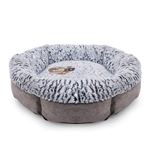 Rosewood Hundebett für Hunde, maschinenwaschbar, super weiches Fleece gefüttert, Velourslederimitat, Grau, 64 x 64 x 20 cm von Rosewood