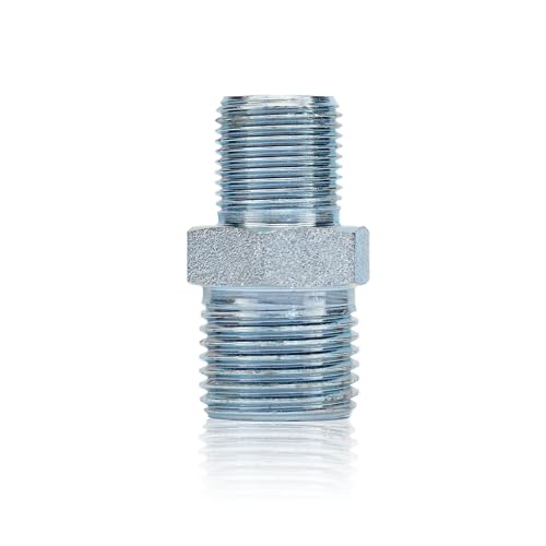 Rosfix Adapter GZ 1/4" auf GZ 3/8" – Edelstahl Verbindungsstück für Farbspritzgerät | 400 bar | 60° Dichtkonus | Beidseitiges Außengewinde | Lackierzubehör Hochdruck von Rosfix