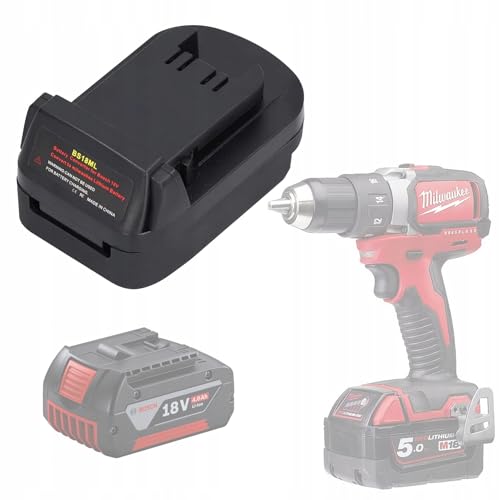 Rosfix BS18ML – Akku-Adapter für Bosch 18V auf Milwaukee 18V | USB 5V, 2.1A | Kompatibel mit Bosch & Milwaukee Modellen | Robust ABS+PC | Werkzeugzubehör von Rosfix