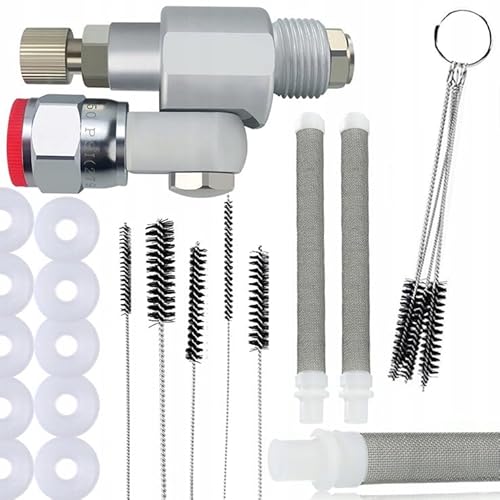 Rosfix Set CleanShot Ventil für Farbspritzgerät – 248 bar, 7/8" Gewinde | 10 Dichtungen, 2 Filter 60 Mesh, Reinigungsbürsten | Zubehör für Airless Farbspritzsysteme von Rosfix