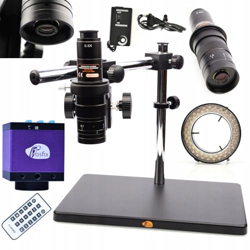 Rosfix Set Earth Pro MCEP-0.5X-PZRR – Digitales Stereomikroskop mit 7–45x Zoom & C-Mount | LED-Ringlicht 56x & HDMI/USB Kamera | Für Elektronik, Labor, Industrie, Biologie von Rosfix