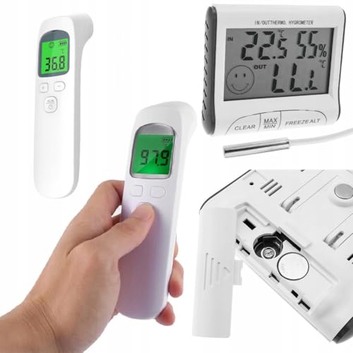 Rosfix Set Infrarot-Thermometer & Wetterstation – Kontaktloses Fieberthermometer für Babys & Erwachsene | Hygrometer mit Außensensor | LCD-Display | Raumklima-Messgerät Rosfix Set Infrarot-Thermometer & Wetterstation – Kontaktloses Fieberthermometer für Babys & Erwachsene | Hygrometer mit Außensensor | LCD-Display | Raumklima-Messgerät von Rosfix