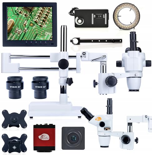 Rosfix Set Moon Pro MSMP-T-SDMS1-6745 – Trinokulares Stereomikroskop mit 2MP HDMI/VGA Kamera, 8" Display & LED-Ringlicht | 6,7–45x Zoom | Für Elektronik & Labor | Mikroskopie-System von Rosfix