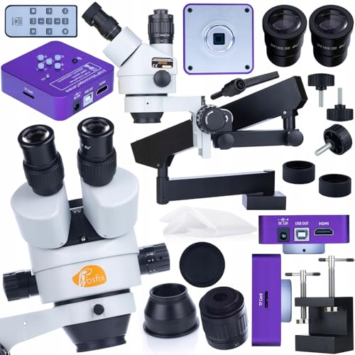 Rosfix Set Neptune Pro MSNP-T-WDMS1 – Trinokulares Stereomikroskop mit Ausleger & 51MP HDMI/USB Kamera | 7–45x Zoom, Simul-Focal | Labor, Industrie, Ausbildung von Rosfix