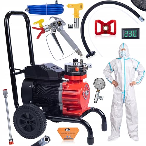 Rosfix Set Red Strong Storm 1100 RSS05 – Airless Farbspritzgerät 3500 W, 22 MPa, 18 l/min | LCD-Display, 8 m Schlauch, Pistole, Düse 517, Kombi | Profi Lackierzubehör Rosfix Set Red Strong Storm 1100 RSS05 – Airless Farbspritzgerät 3500 W, 22 MPa, 18 l/min | LCD-Display, 8 m Schlauch, Pistole, Düse 517, Kombi | Profi Lackierzubehör von Rosfix