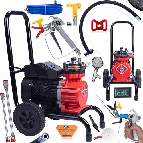 Rosfix Set Red Strong Storm 1100 RSS05 – Airless Farbspritzgerät 3500 W, 22 MPa, 18 l/min | LCD-Display, 8 m Schlauch, Pistole, Düse 517, Lanze 50 cm | Profi Lackiergerät Rosfix Set Red Strong Storm 1100 RSS05 – Airless Farbspritzgerät 3500 W, 22 MPa, 18 l/min | LCD-Display, 8 m Schlauch, Pistole, Düse 517, Lanze 50 cm | Profi Lackiergerät von Rosfix