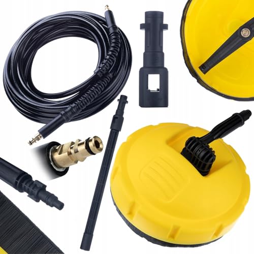 Rosfix Set T-Racer Flächenreiniger + Hochdruckschlauch 10 m – Ersatz für Hochdruckreiniger Kärcher K2–K7 | Click-Anschluss | 180 bar, 60 °C | Zubehör für Pflasterreinigung von Rosfix