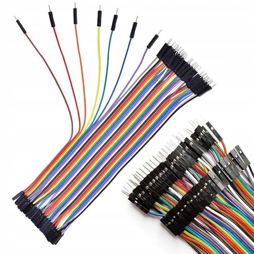Rosfix Set aus 40 Jumper-Kabel – Mehrfarbige Verbindungskabel 20 cm | Kupferdraht, Männlich-Weiblich | Ideal für Arduino-Projekte | Elektronik-Zubehör von Rosfix