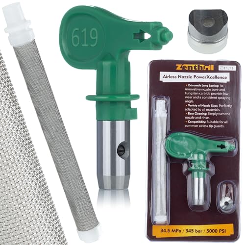 Zenthril PowerXcellence Sprühdüse – Hochdrucksprühdüse mit Filter Modell 619 | 30 cm Sprühbreite | Für Acryl & Latex | Kompatibel mit Graco, Wagner, Titan | Malerzubehör von Rosfix