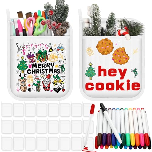 Funtery Topflappen mit Taschen, Geschenk für Lehrer, Geschenk für Frauen, Weihnachts-Topflappen, Ofenhandschuhe für den Winter () von Roshtia