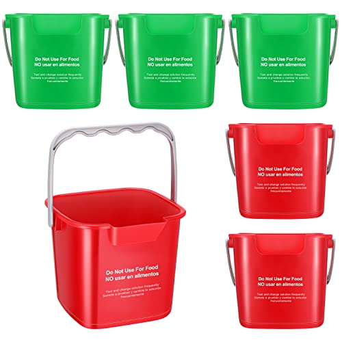Roshtia 6 Stück Reinigungseimer 3 Quart kleiner quadratischer Eimer Waschmittel Eimer für Zuhause Gewerbe Restaurant Küche Büro Schule (grün, rot) von Roshtia