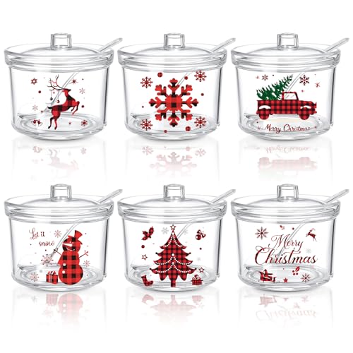 Roshtia 6 Stück Weihnachten Hot Cocoa Bar Supplies Buffalo Plaid Heiße Schokolade Acryl Zuckerdose mit Deckel und Löffel Weihnachtsbaum Schneemann Schneeflocke Zuckerdosen für Zuhause Kaffee Bar Roshtia 6 Stück Weihnachten Hot Cocoa Bar Supplies Buffalo Plaid Heiße Schokolade Acryl Zuckerdose mit Deckel und Löffel Weihnachtsbaum Schneemann Schneeflocke Zuckerdosen für Zuhause Kaffee Bar von Roshtia