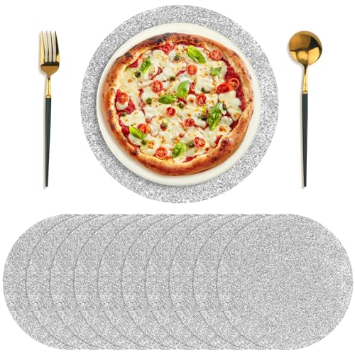 Roshtia Papier-Tischsets, Einweg-Tischsets für Esstisch, runde Papiermatten, dekorative Tischmatten für Hochzeit, Bankett, Party, glitzernd, Silber, 30 cm, 100 Stück von Roshtia