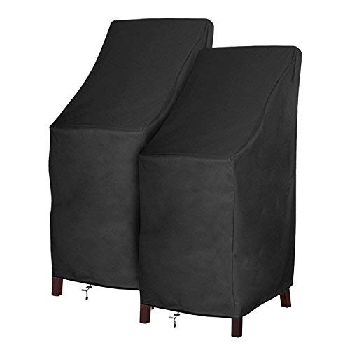 RosieLily Abdeckung für Terrassenstuhl, wasserdicht, langlebig, für den Außenbereich, Premium-Treppenabdeckung, stapelbare Stühle, schwarz, Dickes Oxford-Gewebe (L x T x H): 70 x 27,5 x 49,5 cm, 2 von RosieLily