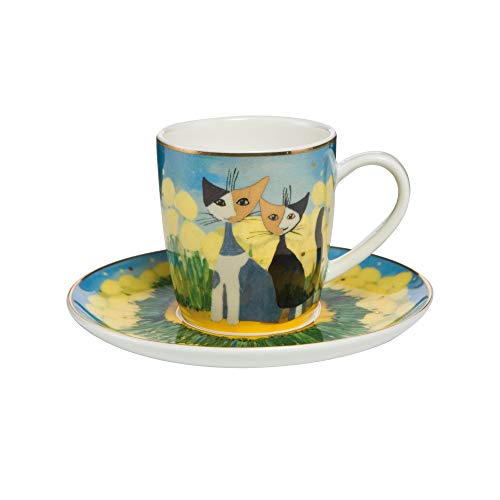 Goebel Espressotasse mit Untertasse aus Porzellan mit Katzenmotiv Rosina Wachtmeister, Maße: 12cm x 12cm x 7cm, 66-860-19-1 von Rosina Wachtmeister
