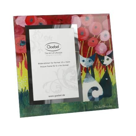 Goebel Rosina Wachtmeister Colours of Paradise Innamorati tra i papaveri - Bilderrahmen Neuheit 2020 66852671 und 4er Set EKM Living Edelstahl Strohhalme von Rosina Wachtmeister