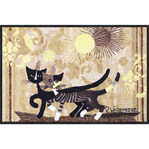 Rosina Wachtmeister Passeggiata Fußmatte 50 x 75 cm Schmutzfangmatte waschbar Katzen Eingangs-Matte bunt von Salonloewe