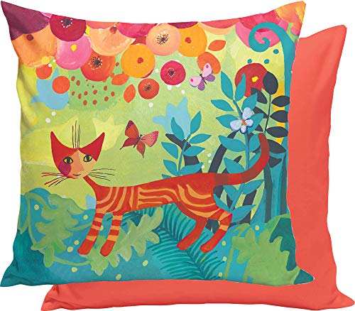 Rosina Wachtmeister Kuschelkissenbezug Un Giro in Giro Mako-Satin grün-apricot-Petrol Größe 40x40 cm von Rosina Wachtmeister