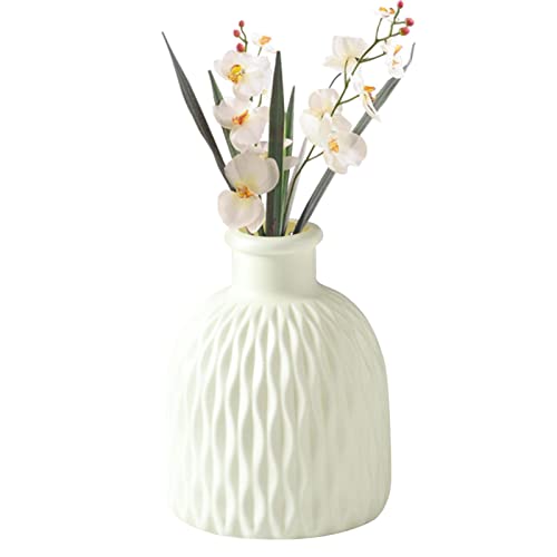 Gerillte Vase, Kreative Anti Drop Vase, Blumenknospenvasen, Kleine Wunderschöne Vase, Dekoration Blumenvase Für Balkon Garten Hochzeit Tisch Dekoration, Weiss von Rosixehird