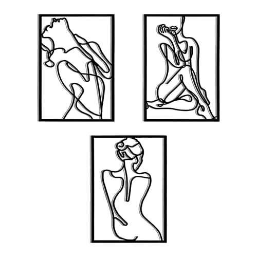 Rosixehird 3 Stück Minimalistische Strichzeichnungen, Wanddekoration Abstrakte Frau Wandkunst Moderne Strichzeichnung Weibliche Silhouette Poster Kunst Zeichnung Bilder Heimdekoration von Rosixehird