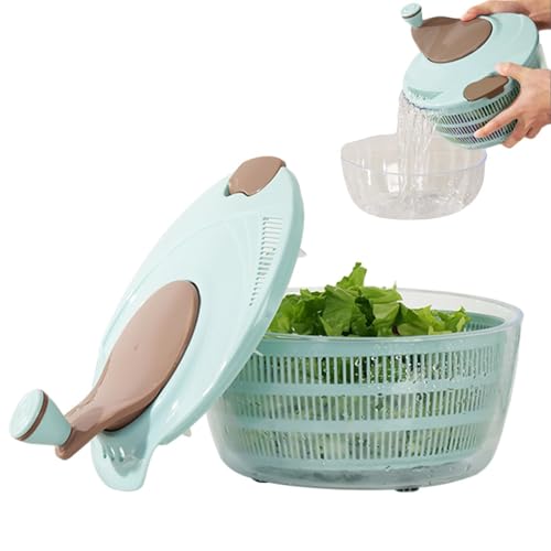 Rosixehird Salatschleuder mit Deckel, 5-Liter Doppelschicht Gemüseschleuder mit doppelten Abflusslöchern, Küchenhelfer Salattrockner zum Waschen und Trocknen von Salat, Gemüse und Obst von Rosixehird