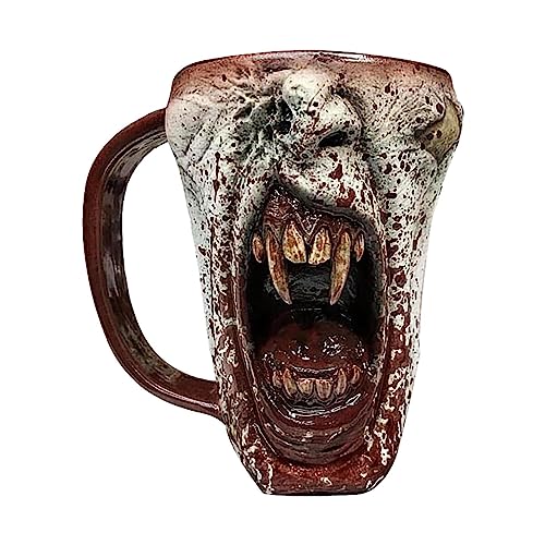 Vampirgesicht Kaffeetasse | Halloween-Wasserbecher, Kaffeebecher mit 3D-Halbgesicht, lustige Tassen für Halloween-Partyzubehör, Tischdekorationen, einzigartige Geschenke von Rosixehird