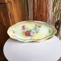 12" Handbemalte Porzellan Ovale Schale ~ "Made in Germany" Und "Royal Gojdwik"? von RoslynRetro