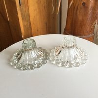 Paar Berwick | Boopie Klarglas Kerzenständer Von Anchor Hocking von RoslynRetro