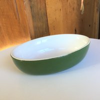 Vintage Kochgeschirr Oval Au Gratin Ramekin Dark Avacado Grün von RoslynRetro