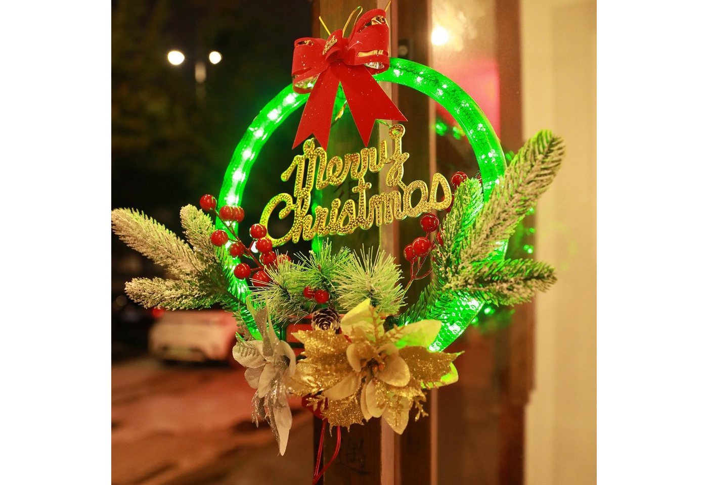 Kunstkranz Weihnachtskranz, 28cm, grüne LED-Lichter, für Haustür Kamin, Rosnek, Urlaub Deko Kunstkranz Weihnachtskranz, 28cm, grüne LED-Lichter, für Haustür Kamin, Rosnek, Urlaub Deko von Rosnek